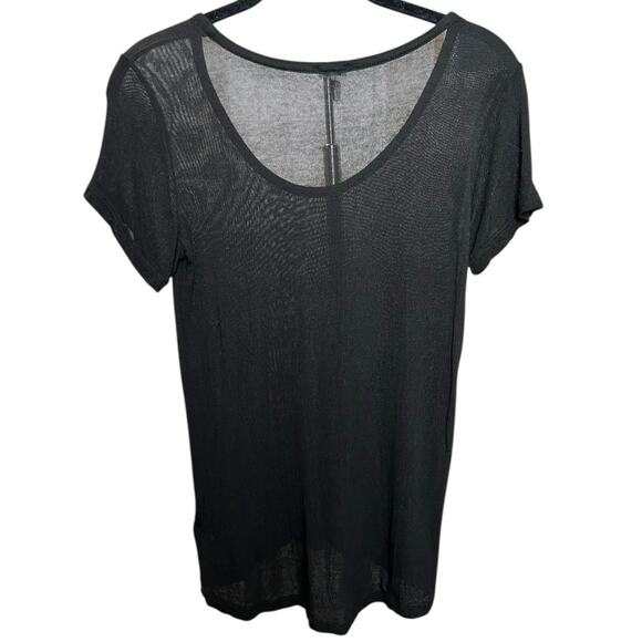 Splendid Sheer Black Scoop Neck Short Sleeve Tee - XS - Picture 2 of 6
